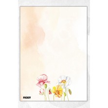 Ficksy A5 Çiçek Bloknot Çizgisiz Defter - 50 Yaprak - Memopad - Notepad - Not Defteri - Not Kağıdı