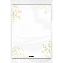 Ficksy A5 Çiçek Bloknot Çizgisiz Defter - 50 Yaprak - Memopad - Notepad - Not Defteri - Not Kağıdı