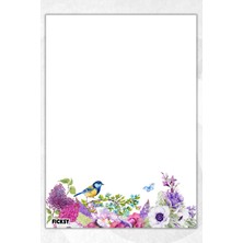 Ficksy A5 Çiçek Bloknot Çizgisiz Defter - 50 Yaprak - Memopad - Notepad - Not Defteri - Not Kağıdı