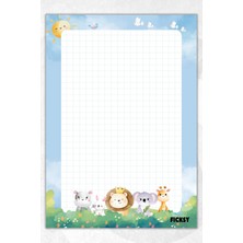 Ficksy A5 Hayvanlar Bloknot Çizgisiz Defter - 50 Yaprak - Memopad - Notepad - Not Defteri - Not Kağıdı