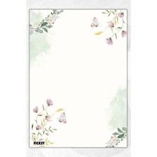 Ficksy A5 Çiçek Bloknot Çizgisiz Defter - 50 Yaprak - Memopad - Notepad - Not Defteri - Not Kağıdı