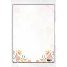 Ficksy A5 Çiçek Bloknot Çizgisiz Defter - 50 Yaprak - Memopad - Notepad - Not Defteri - Not Kağıdı