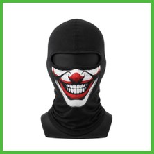 Bezos Unisex Palyaço Baskılı Balaklava Maske 1 Adet Tek Beden Viskoz Kask Içi Outdoor Motosiklet Maskesi · Renk: Siyah · Beden: Standart Arz