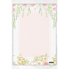 Ficksy A5 Çiçek Bloknot Çizgisiz Defter - 50 Yaprak - Memopad - Notepad - Not Defteri - Not Kağıdı