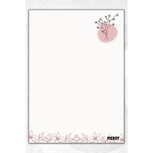 Ficksy A5 Çiçek Bloknot Çizgisiz Defter - 50 Yaprak - Memopad - Notepad - Not Defteri - Not Kağıdı