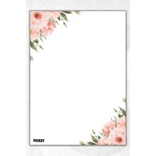 Ficksy A5 Çiçek Bloknot Çizgisiz Defter - 50 Yaprak - Memopad - Notepad - Not Defteri - Not Kağıdı
