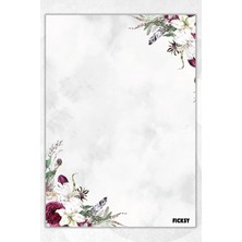 Ficksy A5 Çiçek Bloknot Çizgisiz Defter - 50 Yaprak - Memopad - Notepad - Not Defteri - Not Kağıdı