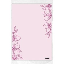 Ficksy A5 Çiçek Bloknot Çizgisiz Defter - 50 Yaprak - Memopad - Notepad - Not Defteri - Not Kağıdı