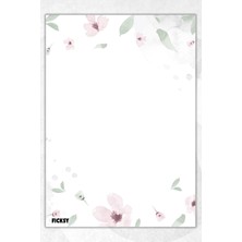 Ficksy A5 Çiçek Bloknot Çizgisiz Defter - 50 Yaprak - Memopad - Notepad - Not Defteri - Not Kağıdı