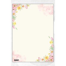 Ficksy A5 Çiçek Bloknot Çizgisiz Defter - 50 Yaprak - Memopad - Notepad - Not Defteri - Not Kağıdı