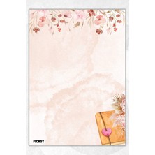 Ficksy A5 Çiçek Bloknot Çizgisiz Defter - 50 Yaprak - Memopad - Notepad - Not Defteri - Not Kağıdı