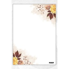 Ficksy A5 Çiçek Bloknot Çizgisiz Defter - 50 Yaprak - Memopad - Notepad - Not Defteri - Not Kağıdı