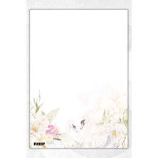 Ficksy A5 Çiçek Bloknot Çizgisiz Defter - 50 Yaprak - Memopad - Notepad - Not Defteri - Not Kağıdı