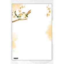 Ficksy A5 Çiçek Kuş Bloknot Çizgisiz Defter - 50 Yaprak - Memopad - Notepad - Not Defteri - Not Kağıdı