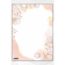 Ficksy A5 Çiçek Bloknot Çizgisiz Defter - 50 Yaprak - Memopad - Notepad - Not Defteri - Not Kağıdı