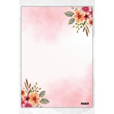 Ficksy A5 Çiçek Bloknot Çizgisiz Defter - 50 Yaprak - Memopad - Notepad - Not Defteri - Not Kağıdı