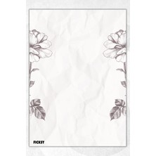 Ficksy A5 Çiçek Bloknot Çizgisiz Defter - 50 Yaprak - Memopad - Notepad - Not Defteri - Not Kağıdı