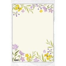 Ficksy A5 Çiçek Bloknot Çizgisiz Defter - 50 Yaprak - Memopad - Notepad - Not Defteri - Not Kağıdı