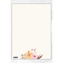 Ficksy A5 Çiçek Bloknot Çizgisiz Defter - 50 Yaprak - Memopad - Notepad - Not Defteri - Not Kağıdı