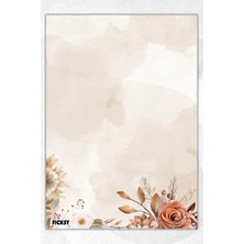 Ficksy A5 Çiçek Bloknot Çizgisiz Defter - 50 Yaprak - Memopad - Notepad - Not Defteri - Not Kağıdı