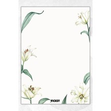Ficksy A5 Çiçek Bloknot Çizgisiz Defter - 50 Yaprak - Memopad - Notepad - Not Defteri - Not Kağıdı