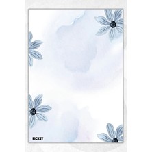 Ficksy A5 Çiçek Bloknot Çizgisiz Defter - 50 Yaprak - Memopad - Notepad - Not Defteri - Not Kağıdı
