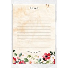 Ficksy A5 Çiçek Bloknot Çizgili Defter - 50 Yaprak - Memopad - Notepad - Not Defteri - Not Kağıdı