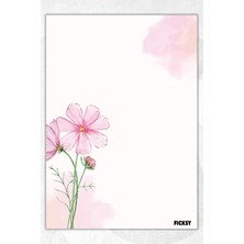 Ficksy A5 Çiçek Bloknot Çizgisiz Defter - 50 Yaprak - Memopad - Notepad - Not Defteri - Not Kağıdı