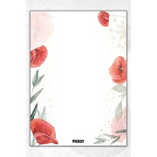 Ficksy A5 Çiçek Bloknot Çizgisiz Defter - 50 Yaprak - Memopad - Notepad - Not Defteri - Not Kağıdı