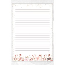 Ficksy A5 Çiçek Bloknot Çizgili Defter - 50 Yaprak - Memopad - Notepad - Not Defteri - Not Kağıdı