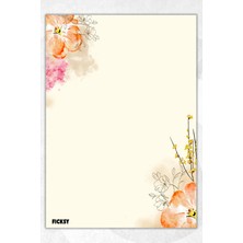 Ficksy A5 Çiçek Bloknot Çizgisiz Defter - 50 Yaprak - Memopad - Notepad - Not Defteri - Not Kağıdı