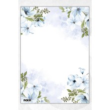 Ficksy A5 Çiçek Bloknot Çizgisiz Defter - 50 Yaprak - Memopad - Notepad - Not Defteri - Not Kağıdı