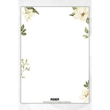 Ficksy A5 Çiçek Bloknot Çizgisiz Defter - 50 Yaprak - Memopad - Notepad - Not Defteri - Not Kağıdı
