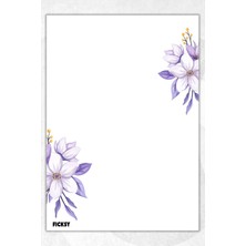 Ficksy A5 Çiçek Bloknot Çizgisiz Defter - 50 Yaprak - Memopad - Notepad - Not Defteri - Not Kağıdı