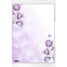 Ficksy A5 Çiçek Bloknot Çizgisiz Defter - 50 Yaprak - Memopad - Notepad - Not Defteri - Not Kağıdı