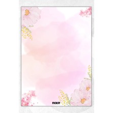 Ficksy A5 Çiçek Bloknot Çizgisiz Defter - 50 Yaprak - Memopad - Notepad - Not Defteri - Not Kağıdı
