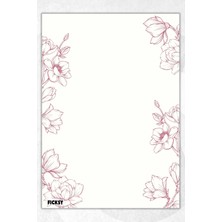 Ficksy A5 Çiçek Bloknot Çizgisiz Defter - 50 Yaprak - Memopad - Notepad - Not Defteri - Not Kağıdı