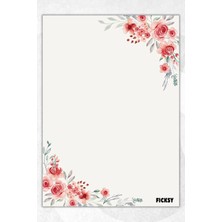 Ficksy A5 Çiçek Bloknot Çizgisiz Defter - 50 Yaprak - Memopad - Notepad - Not Defteri - Not Kağıdı