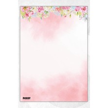 Ficksy A5 Çiçek Bloknot Çizgisiz Defter - 50 Yaprak - Memopad - Notepad - Not Defteri - Not Kağıdı