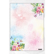 Ficksy A5 Çiçek Bloknot Çizgisiz Defter - 50 Yaprak - Memopad - Notepad - Not Defteri - Not Kağıdı