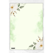 Ficksy A5 Çiçek Bloknot Çizgisiz Defter - 50 Yaprak - Memopad - Notepad - Not Defteri - Not Kağıdı