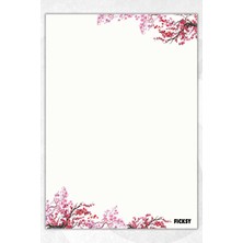 Ficksy A5 Çiçek Bloknot Çizgisiz Defter - 50 Yaprak - Memopad - Notepad - Not Defteri - Not Kağıdı