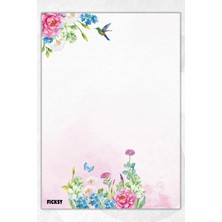Ficksy A5 Çiçek Bloknot Çizgisiz Defter - 50 Yaprak - Memopad - Notepad - Not Defteri - Not Kağıdı