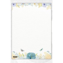 Ficksy A5 Çiçek Bloknot Çizgisiz Defter - 50 Yaprak - Memopad - Notepad - Not Defteri - Not Kağıdı