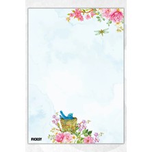 Ficksy A5 Çiçek Bloknot Çizgisiz Defter - 50 Yaprak - Memopad - Notepad - Not Defteri - Not Kağıdı