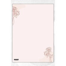 Ficksy A5 Çiçek Bloknot Çizgisiz Defter - 50 Yaprak - Memopad - Notepad - Not Defteri - Not Kağıdı