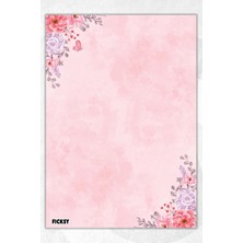 Ficksy A5 Çiçek Bloknot Çizgisiz Defter - 50 Yaprak - Memopad - Notepad - Not Defteri - Not Kağıdı