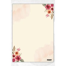 Ficksy A5 Çiçek Bloknot Çizgisiz Defter - 50 Yaprak - Memopad - Notepad - Not Defteri - Not Kağıdı
