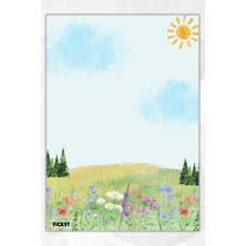 Ficksy A5 Çiçek Bloknot Çizgisiz Defter - 50 Yaprak - Memopad - Notepad - Not Defteri - Not Kağıdı