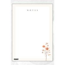 Ficksy A5 Çiçek Bloknot Çizgisiz Defter - 50 Yaprak - Memopad - Notepad - Not Defteri - Not Kağıdı